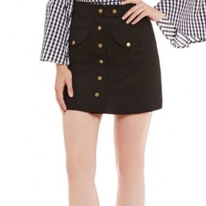 Button Up Fly Front Black Carly skirt